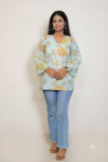 Casual Cotton Floral Short Kurta for Women
