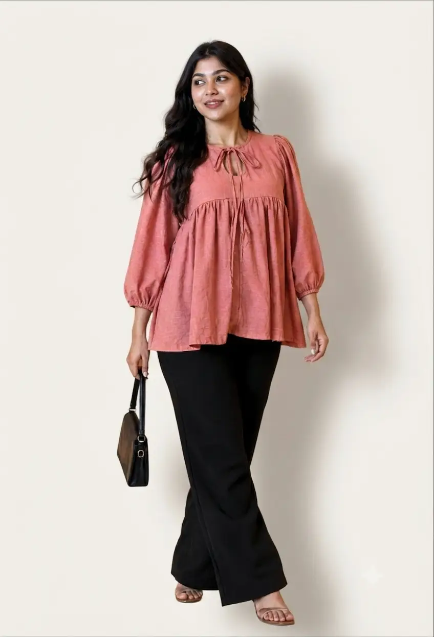 dusty-rose-gathered-peplum-top