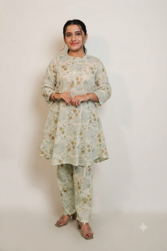 hop the elegant Retailvilla Off-White Cotton Kurti Set