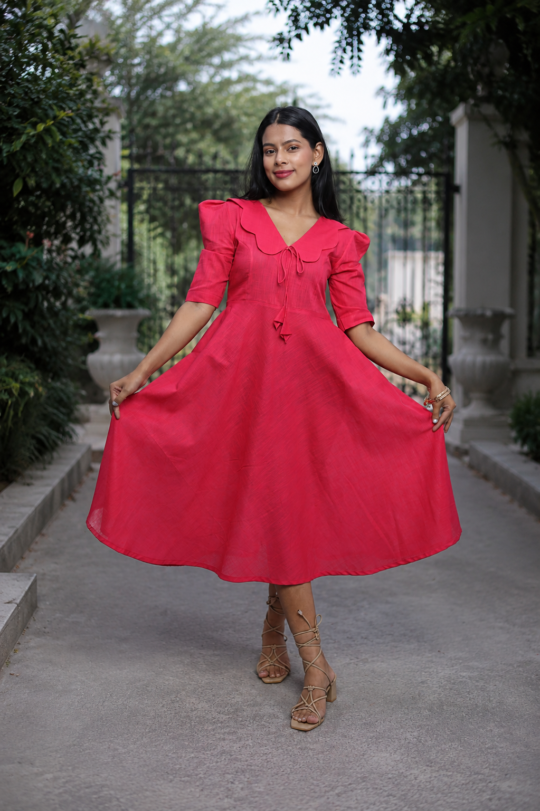 pink cotton one piece maxi dress