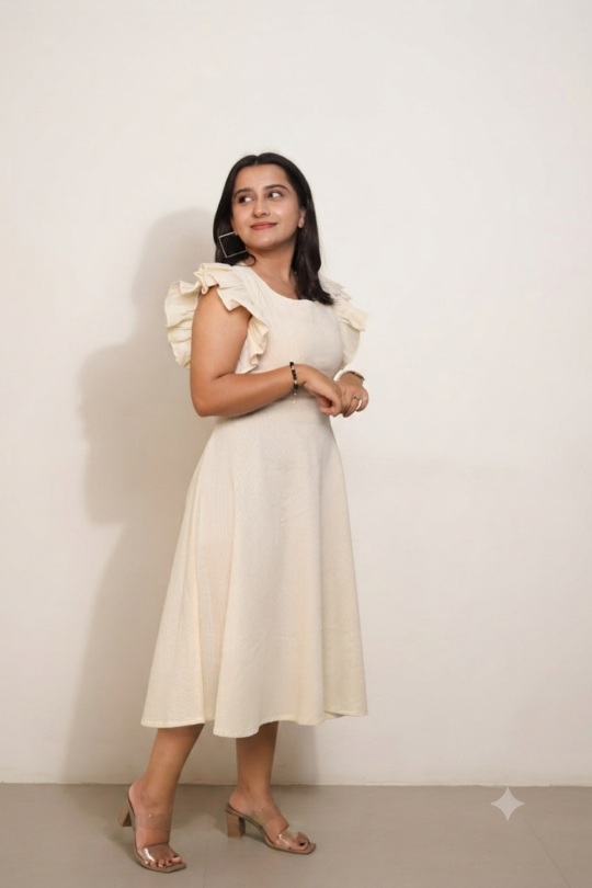 Elegant White Cotton Midi Dress
